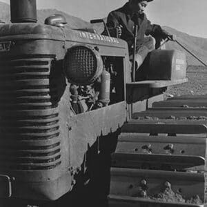 Benji Iguchi on tractor by Ansel Adams #2 - Art Print