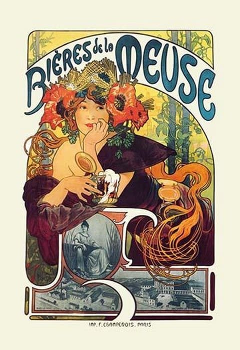 Bieres de le Meuse by Alphonse Mucha - Art Print