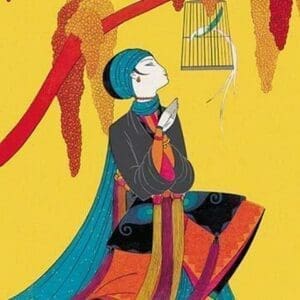 Bird and Kneeling Girl - Art Print