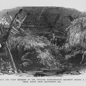 Bivouac of the 12th Massachusetts during a stormy night by Frank Leslie - Art Print