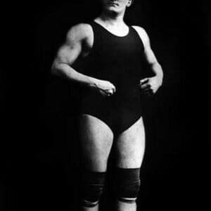 Bodybuilder in Wrestling Outfit and Knee Pads - Art Print