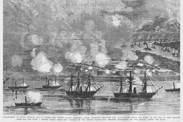 Bombardments of Forts Jackson & St. Philip by Farragut by Frank Leslie - Art Print