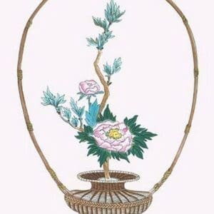 Botan (Peony) in a Handheld Basket by Josiah Conder #2 - Art Print