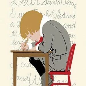 Boy Writes a Letter to Santa - Art Print