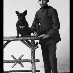 Boy with French Bulldog - Art Print