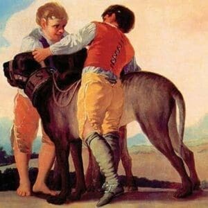 Boys with Blood Dogs by Francisco de Goya - Art Print