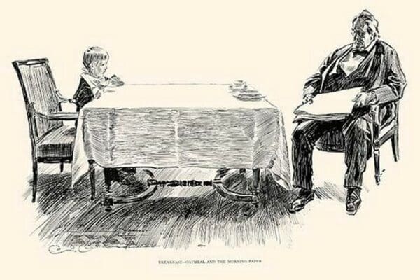 Breakfast - Oatmeal and the Morning Paper by Charles Dana Gibson - Art Print