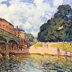 Bridge on Hampton Court by Alfred Sisley - Art Print