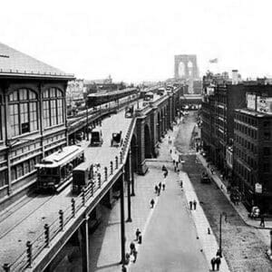 Brooklyn Bridge Approach from Manhattan - Art Print