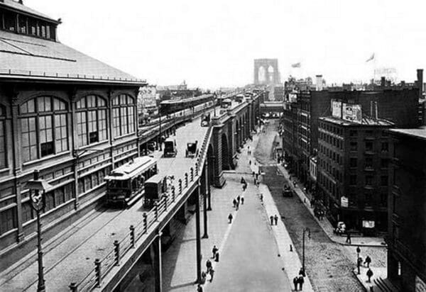 Brooklyn Bridge Approach from Manhattan - Art Print