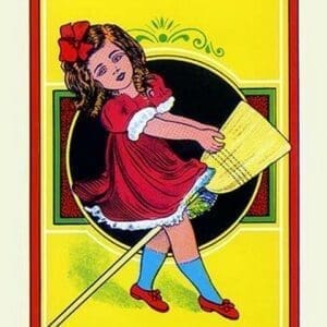 Broom Girl Broom Label - Art Print