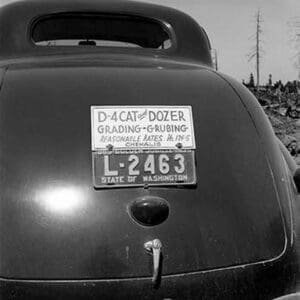 Bulldozer contractor's car by Dorothea Lange - Art Print