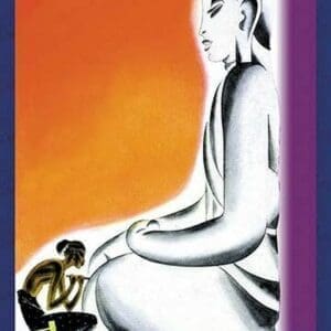 Burmese Sculptor at the knees of Buddha by Frank McIntosh - Art Print