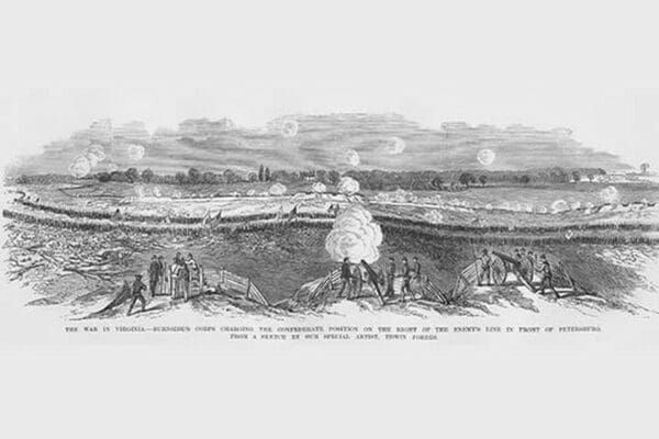 Burnside in the attack at Petersburg. by Frank Leslie - Art Print