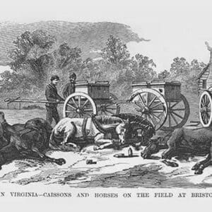 Caissons & Horses on the Field at Bristoe Station by Frank Leslie - Art Print