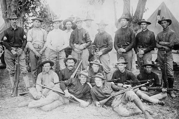 California Rifle Team from Camp Perry wears both Uniforms & Civilian Clothes - Art Print