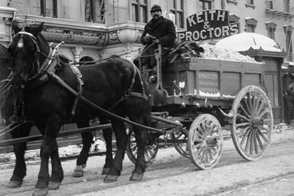 Carting Snow from New York Streets by Horse & Wagon - Art Print