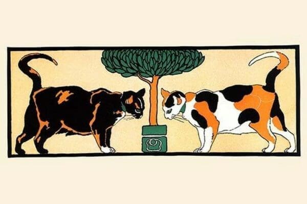 Cats by the Plant by Edward Penfield - Art Print