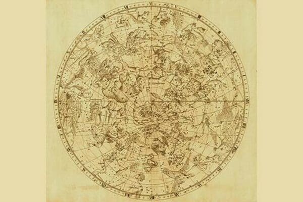 Celestial Map of the Mythological Heavens with Zodiacal Characters by Sir John Flamsteed - Art Print