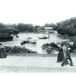 Central Park: Boathouse and Lake - Art Print