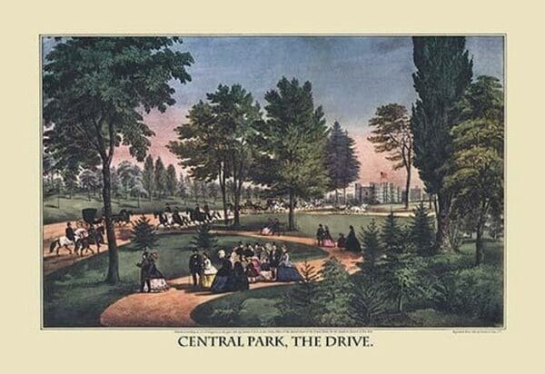 Central Park; The Drive by Nathaniel Currier - Art Print