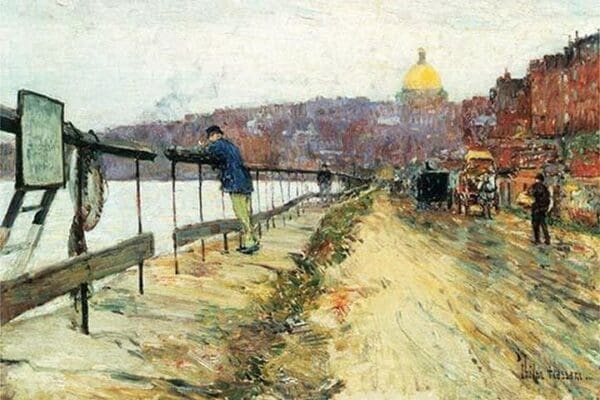 Charles River & Beacon Hill by Frederick Childe Hassam - Art Print