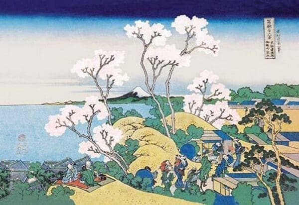 Cherry Blossom Festival by Hokusai - Art Print