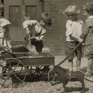 Children Load stones in Wagon with Shovel by Tarbox - Art Print