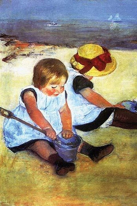 Children Playing on the Beach by Mary Cassatt - Art Print