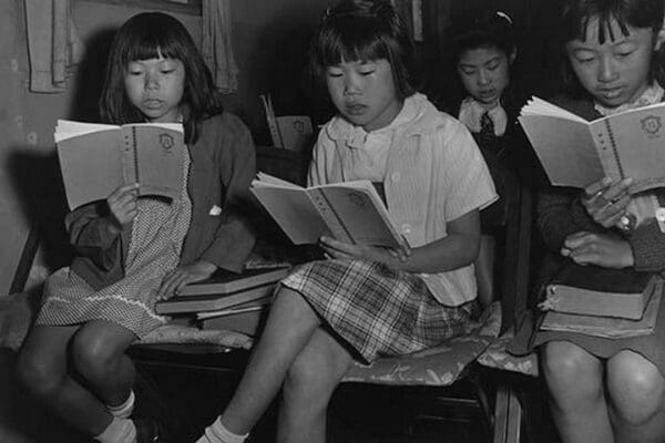 Children at Sunday school class by Ansel Adams - Art Print