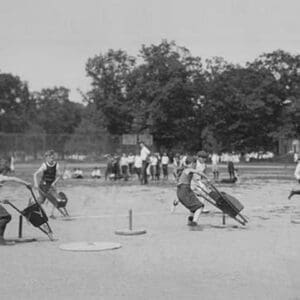 Children in Wheel Barrow Race - Art Print