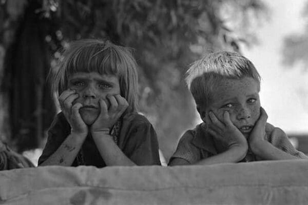 Children of Oklahoma drought refugee by Dorothea Lange - Art Print