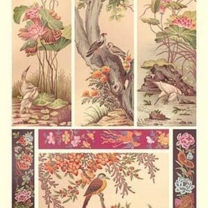 Chinese Bird Panels by Auguste Racinet - Art Print