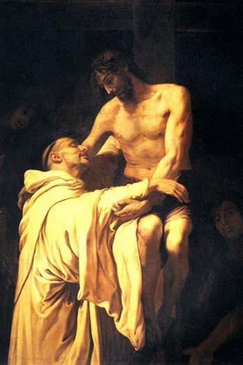 Christ Embracing St. Bernard by Francisco Ribalta - Art Print