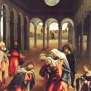 Christ bids farewell to his mother by Lorenzo Lotto - Art Print