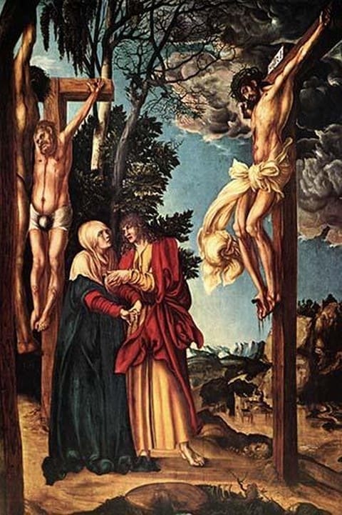 Christ on the cross by Lucas the Elder Cranach - Art Print