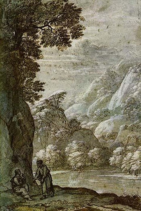 Christs seduction in wilderness by Claude Lorrain - Art Print