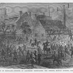 Citizens of Baltimore Barricade the Streets at the Invasion of Maryland by Frank Leslie - Art Print