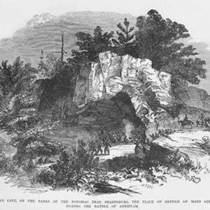 Citizens take Refuge at Killing's cave during the Battle of Antietam or Sharpsburg by Frank Leslie - Art Print