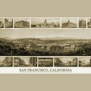 City of San Francisco. Birds eye view from the bay looking south-west - Art Print