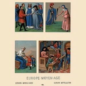 Civil Costumes and Judicial Scenes of Fifteenth Century Europe by Auguste Racinet - Art Print