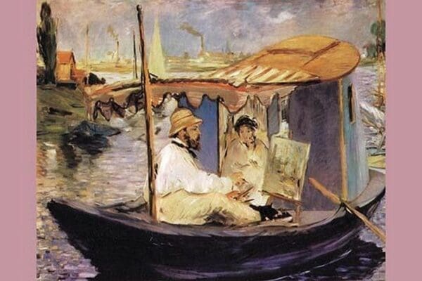 Claude Monet dans son bateau atelier by Eduard Manet - Art Print