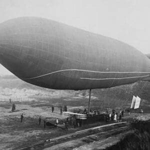 Clement-Bayard Dirigible Ready for Flight to Carry plane aloft - Art Print