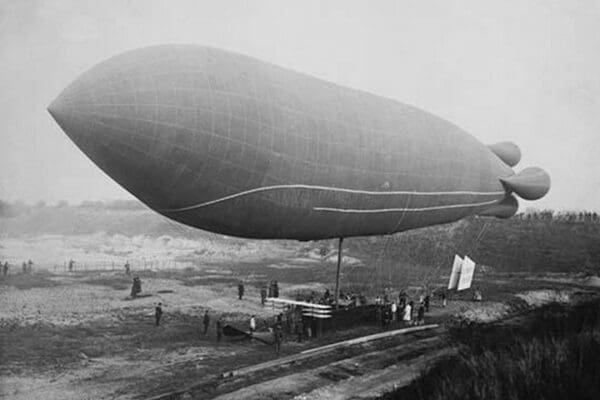 Clement-Bayard Dirigible Ready for Flight to Carry plane aloft - Art Print