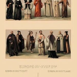 Clerical Costumes of the Fifteenth Through Eighteenth Centuries by Auguste Racinet - Art Print