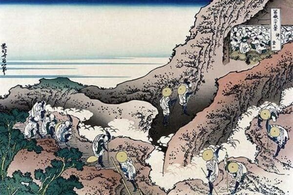 Climbing Mt. Fuji by Katsushika Hokusai - Art Print