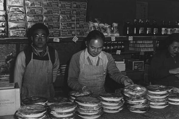 Co-op store (Segregees) by Ansel Adams - Art Print