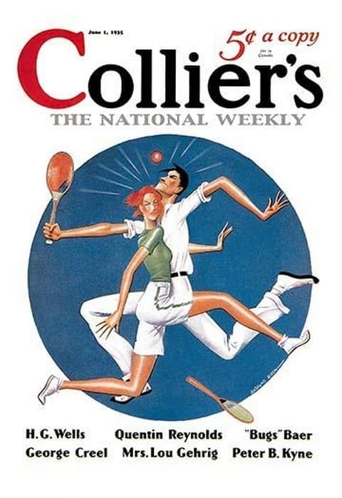 Collier's: Tennis Collision by Colliers - Art Print