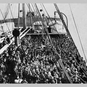 Crowd of Immigrants Standing on Deck - Art Print