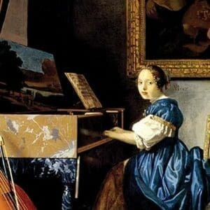 Dame on Spinet by Johannes Vermeer - Art Print